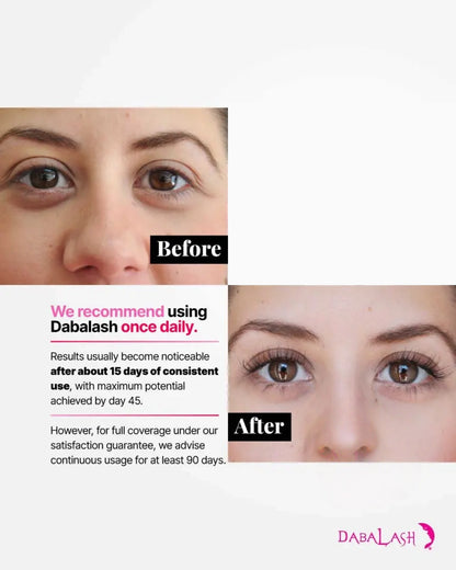 DABALASH Professional Eyelash & Eyebrow Growth Serum with Castor Oil – Promotes the Appearance of Naturally Longer, Fuller, Thicker & Stronger Lash + Brow Hair – 0.18 oz